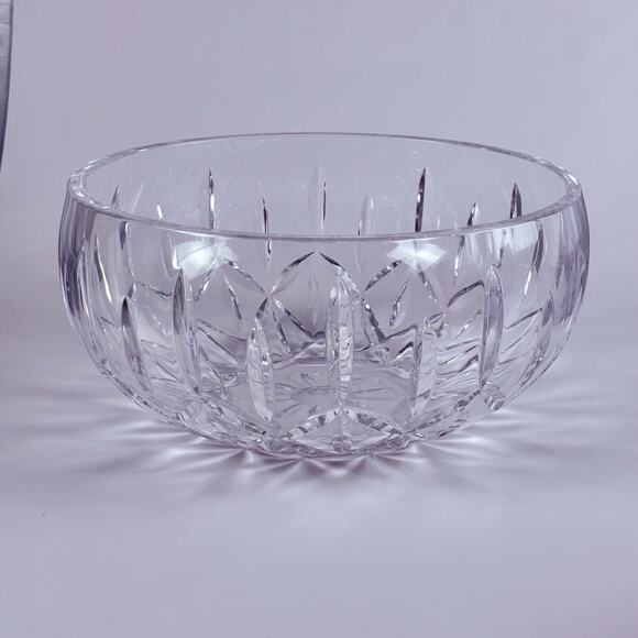 Block Crystal Olympic Bowl 10” 24% Lead Cut Crystal 1990 Centerpiece Fruit VTG - Picture 5 of 11